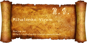 Mihalenko Vince névjegykártya